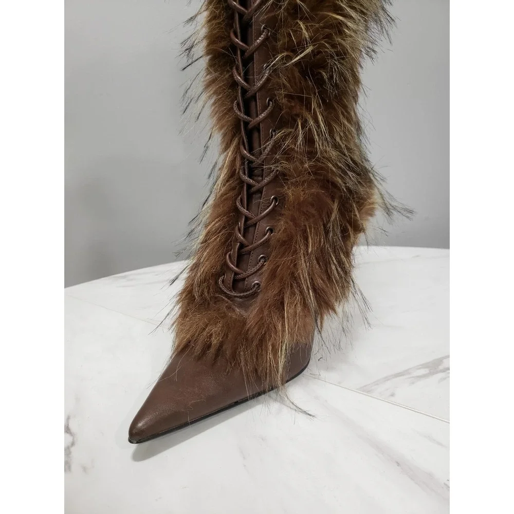 Dolls Kill Generation Kiss FAUX FUR boots steampunk BURNING MAN FESTIVAL RAVE